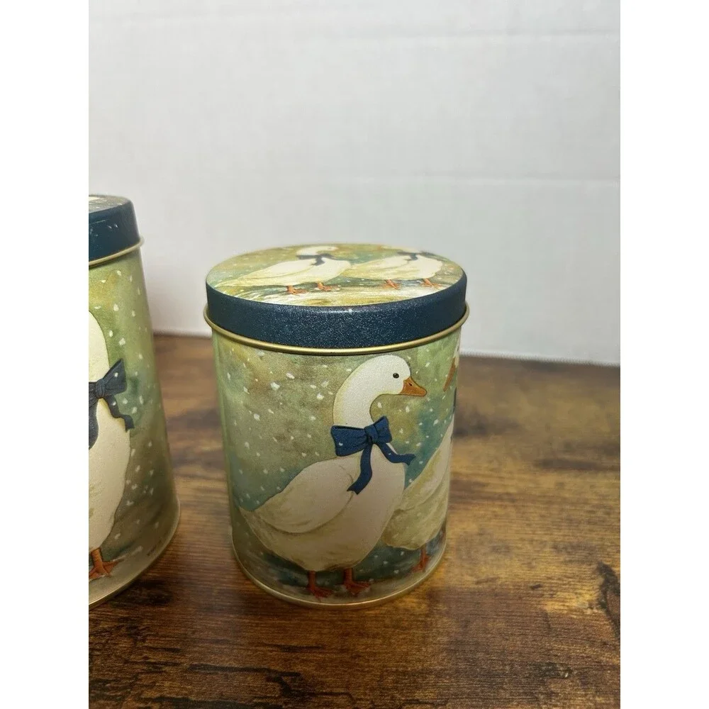 Vintage Winter Geese Tins Set of 3 Christmas Around the World Holiday Canisters